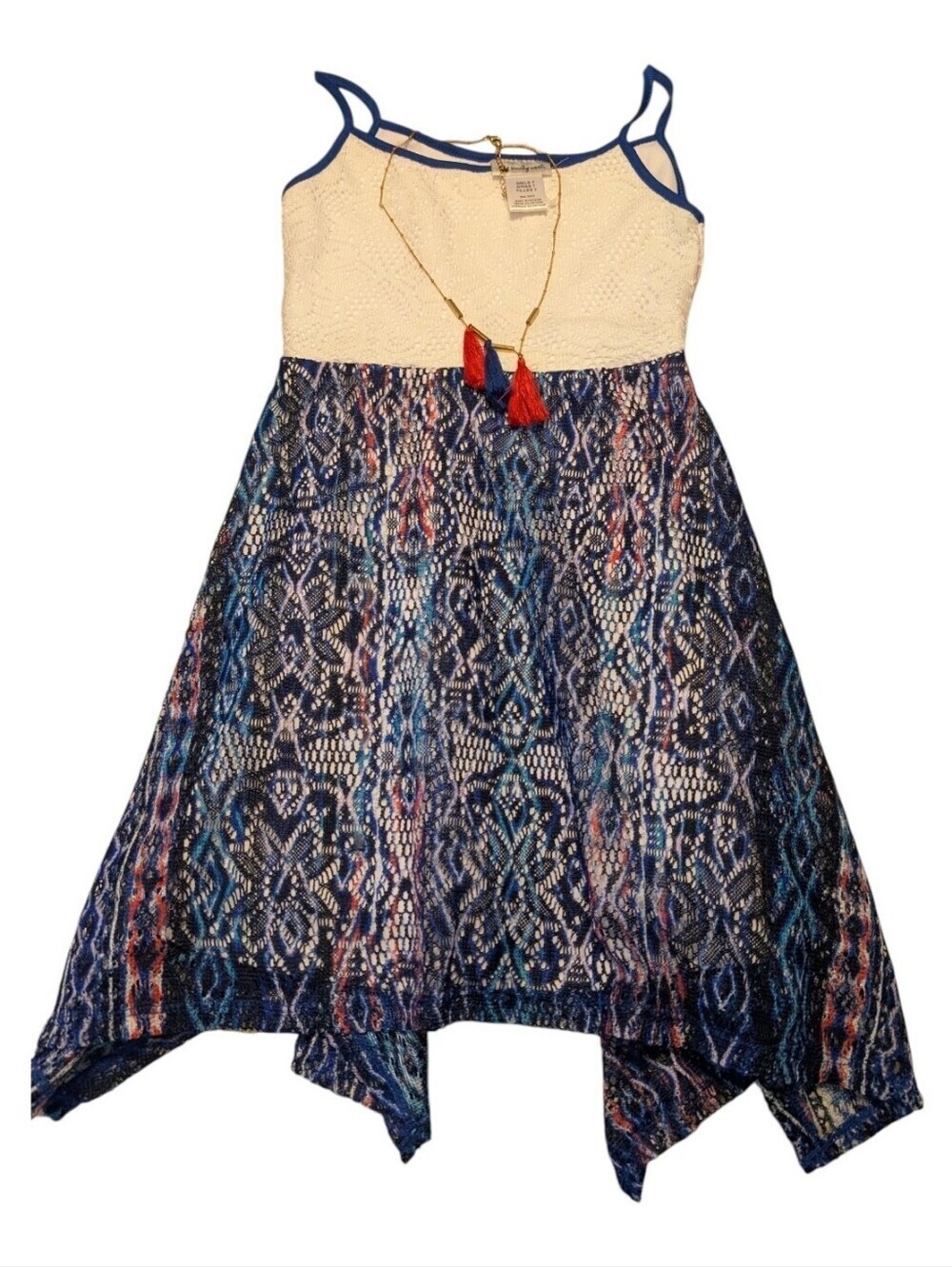 Emily West crochet-style dress w/ necklace